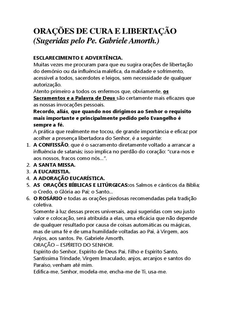 Oracoes Selecionadas Cura Libertacao - Sugeridas Pelo Pe