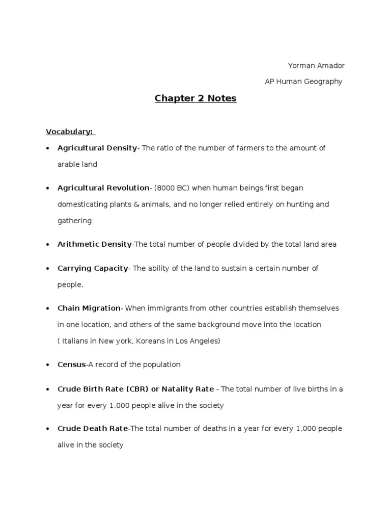 AP Human Geography Chapter 2 Notes Infant Mortality Asia