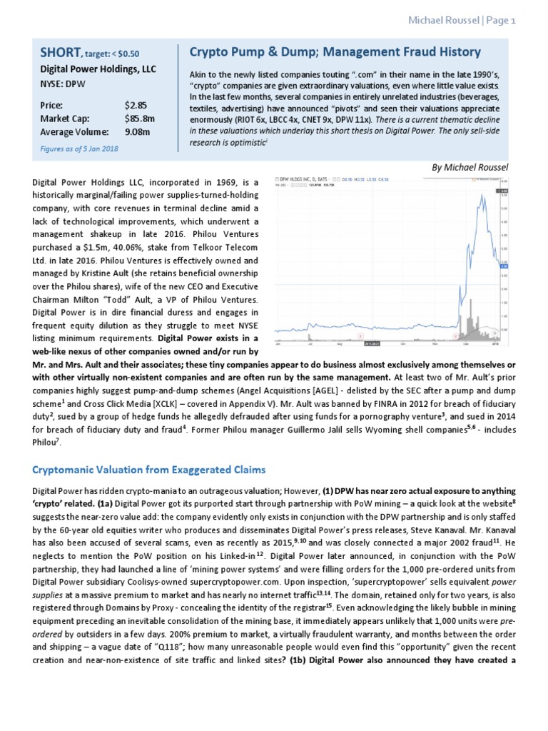 Digital Power Holdings: Crypto Fraud Allegations | PDF | Goodwill  (Accounting) | Stocks