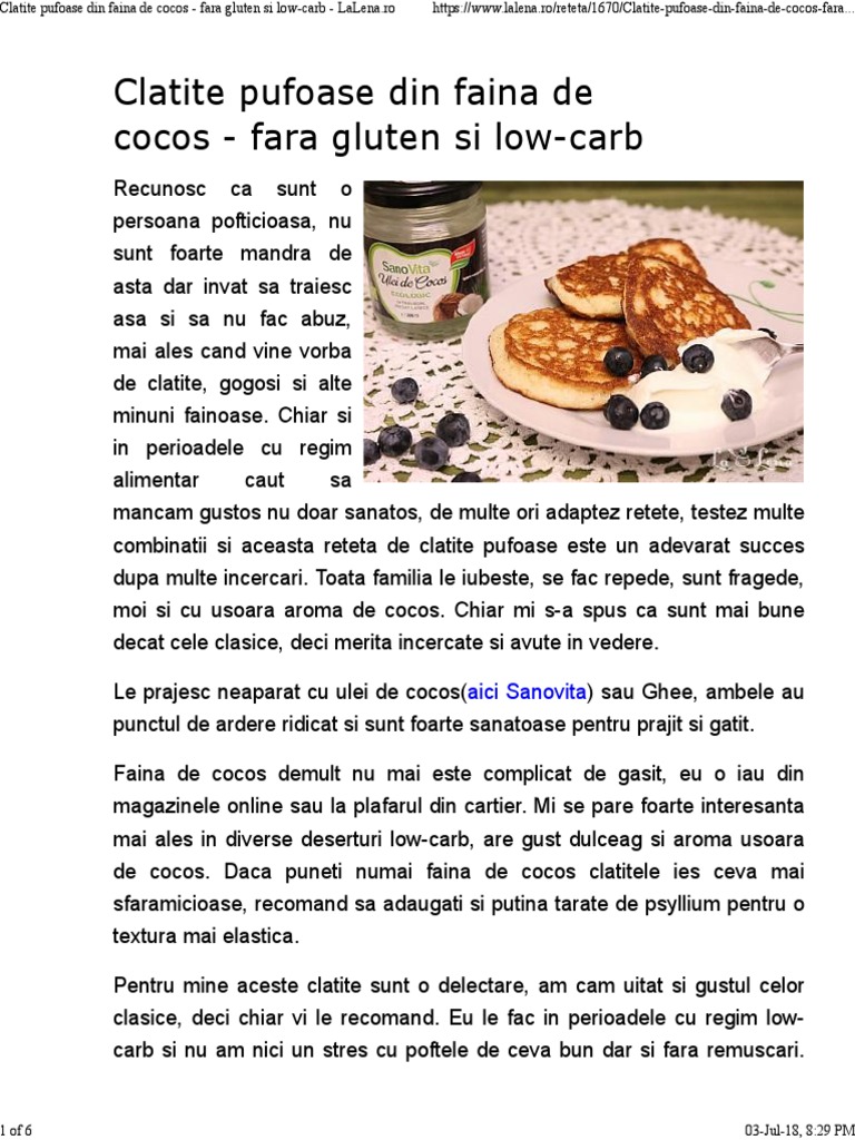 Clatite Din Faina De Cocos Fara Gluten