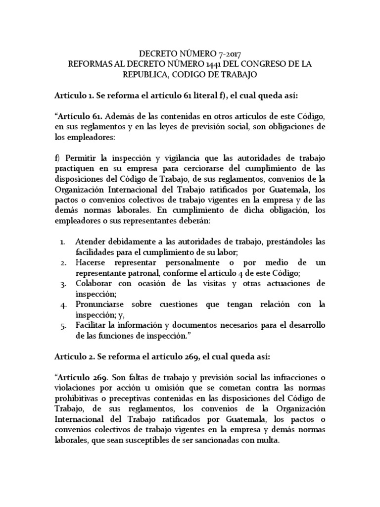 Reformas al Código de Trabajo 2017 | PDF | Derecho laboral | Apelación