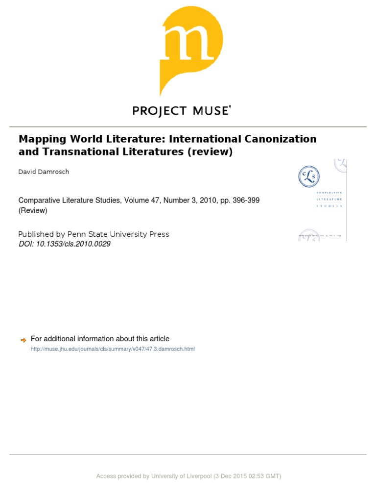 Mapping World Literature David Damrosch PDF