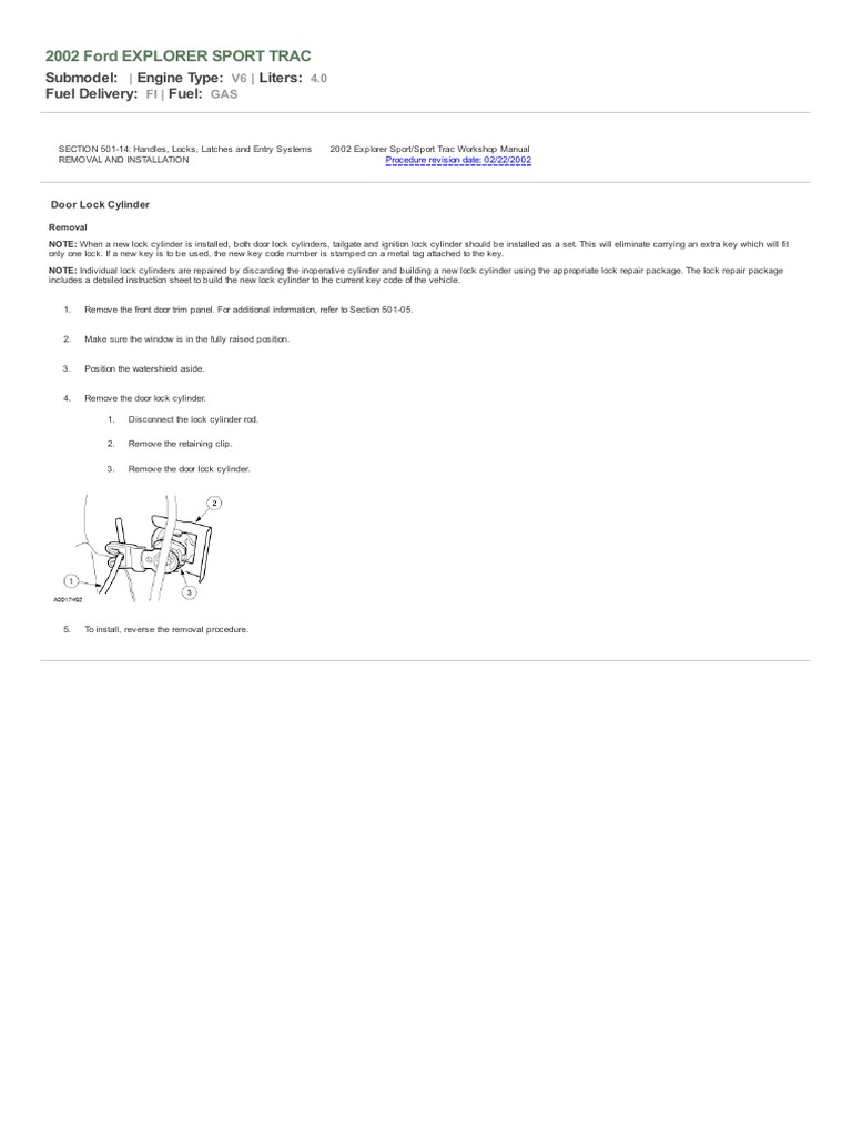 Door Lock Cylinder Removal and Installation PDF PDF
