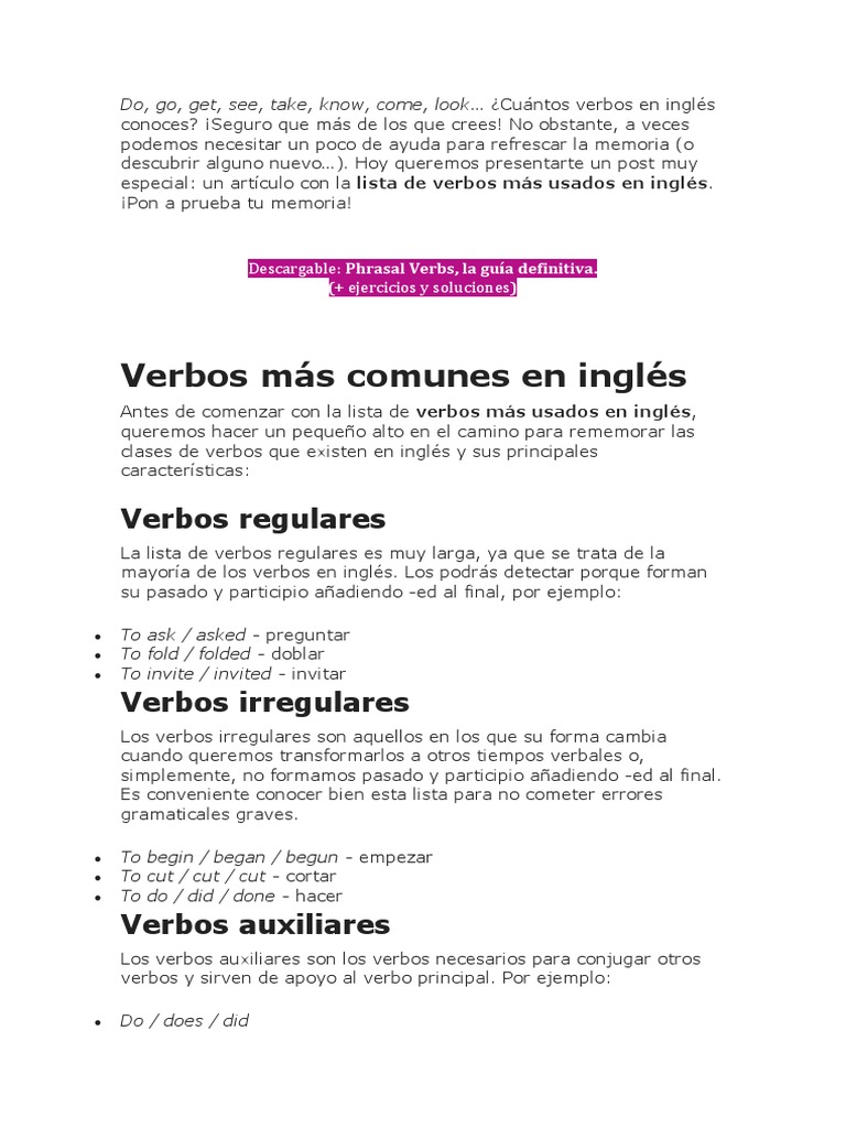 Ingles Verbos Pdf