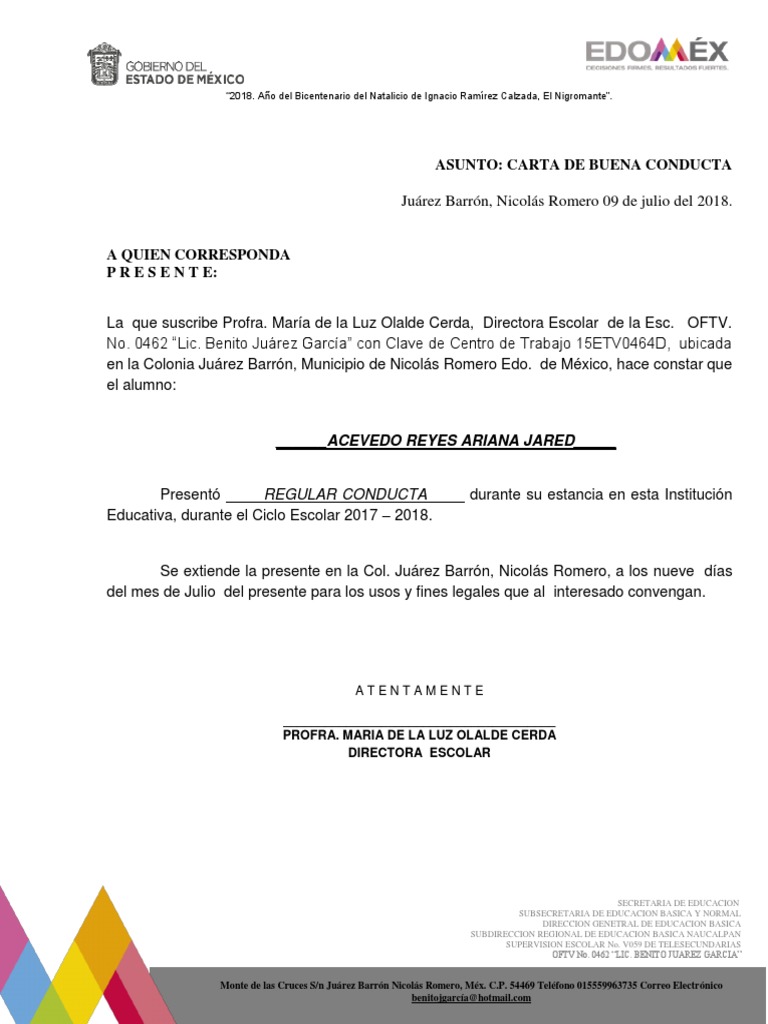 Carta de Buena Conducta