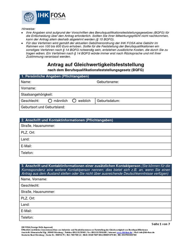 Ihk Fosa Antragsformular Pdf