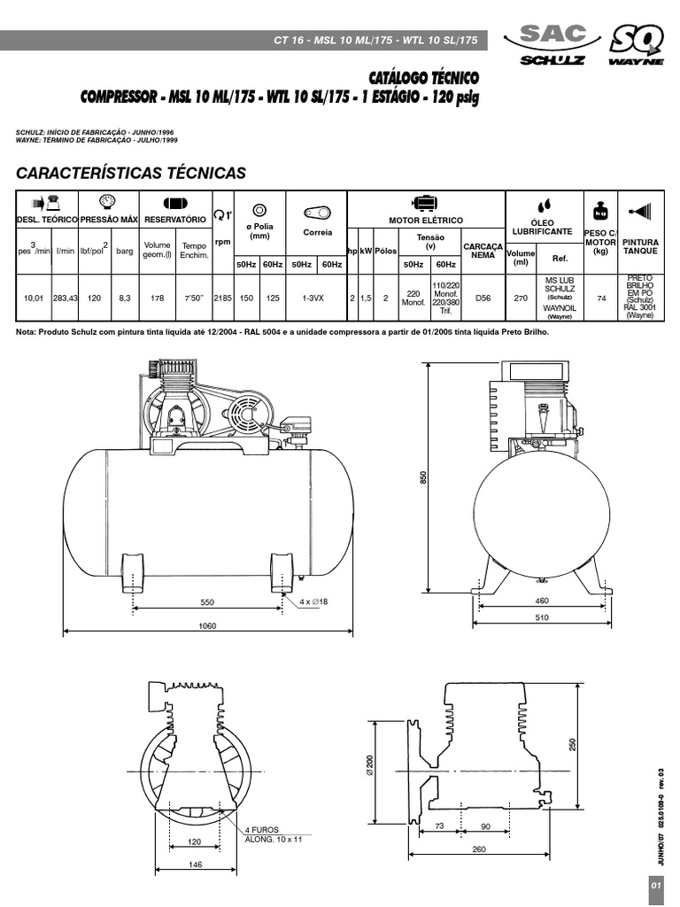 Compressor Schulz MSL 10 ML-175 PDF | PDF | Óleo de motor | Máquinas