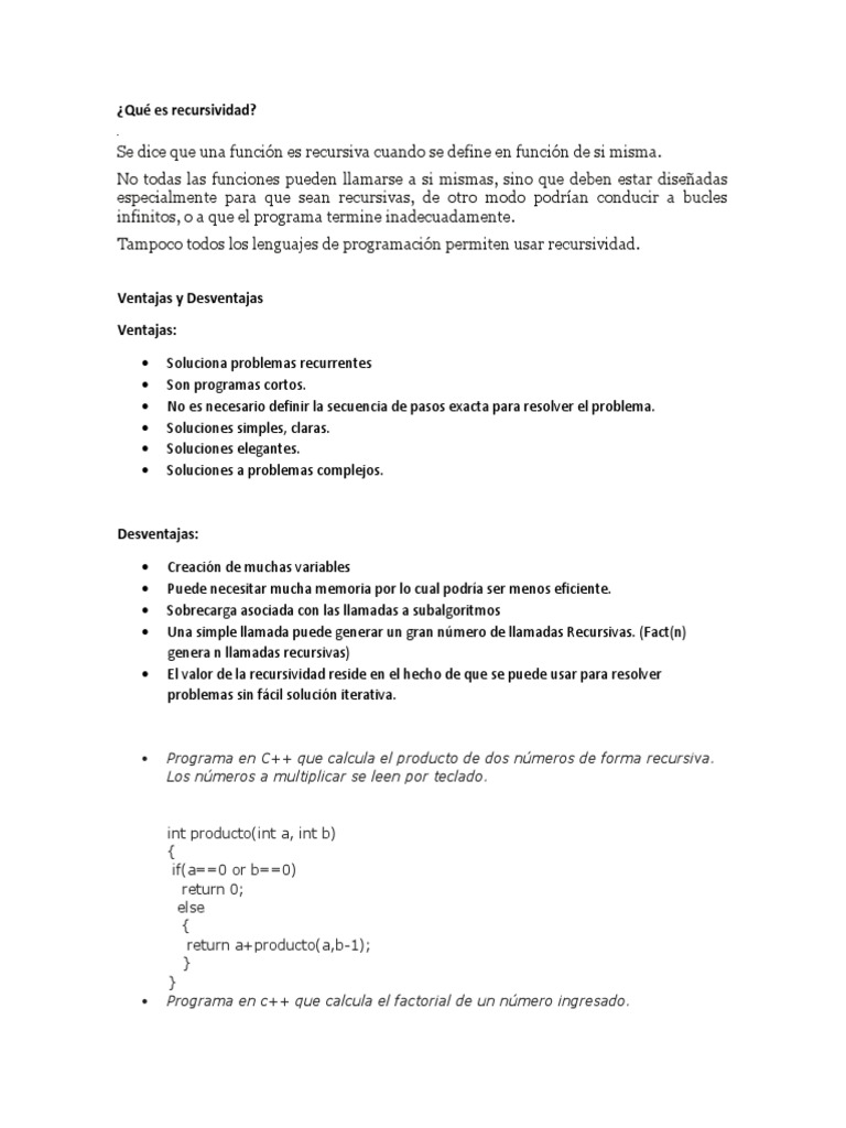Recursividad y Estructuras en C++ | PDF | Recursividad | C