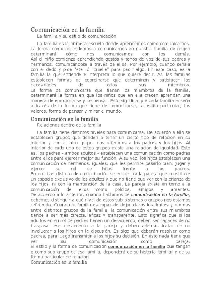 Comunicación en La Familia | PDF | Familia | Comunicación