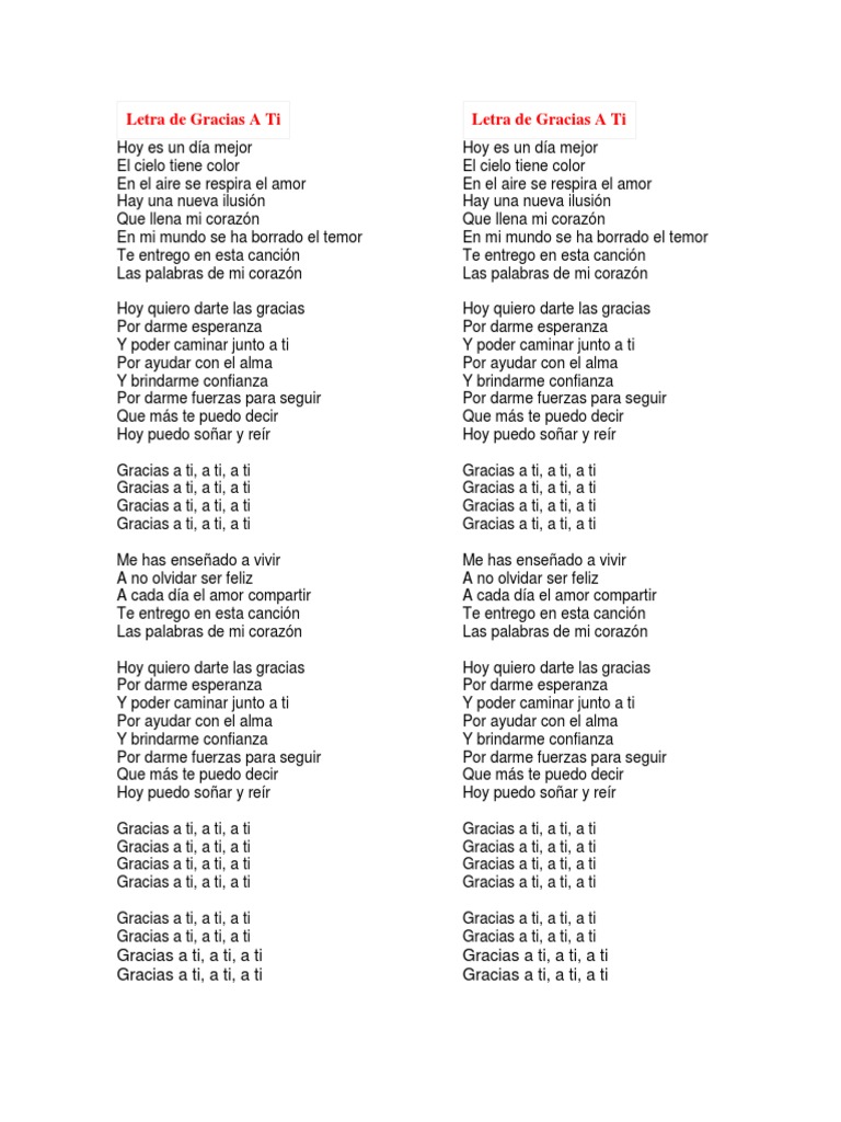 Letra de Gracias A Ti.docx Ocio
