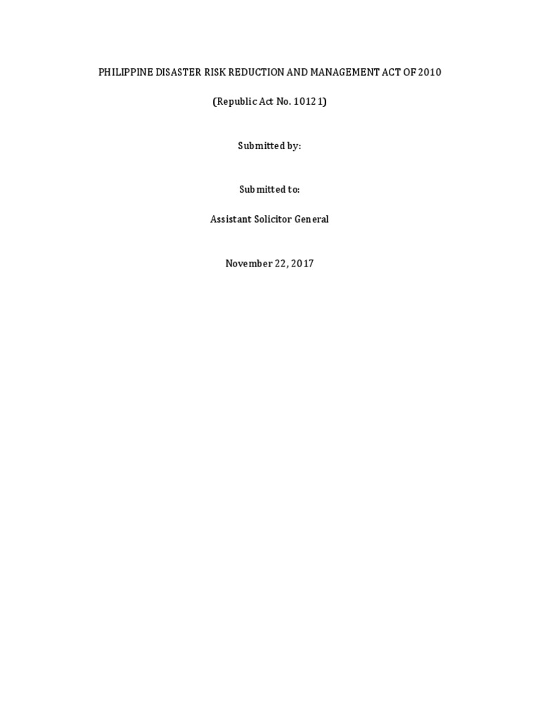 Philippine Disaster Risk Reduction and Management Act of 2010 | PDF ...