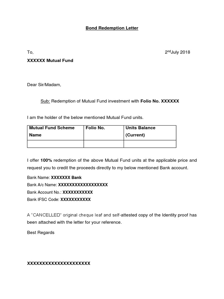 Bond Redemption Letter | PDF | Law