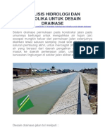 Analisis Hidrologi Dan Hidrolika Untuk Desain Drainase