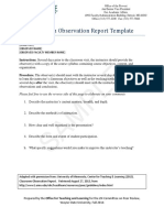 Classroom Observation Report Template