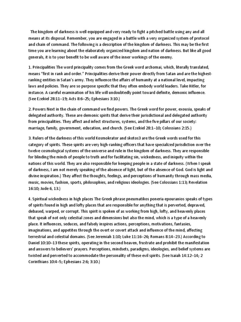 Principalities Power Andspiritual Wickedness | PDF | Demons | Satan
