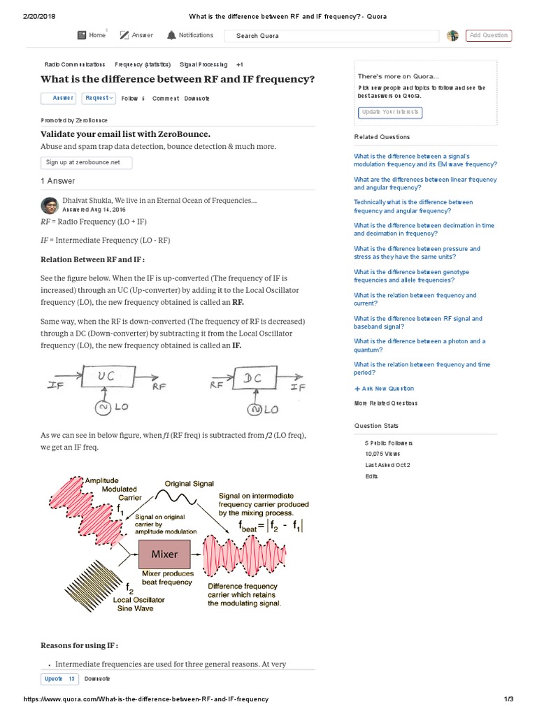 What Is The Difference Between RF and If Frequency Quora PDF Broadcasting Electronic