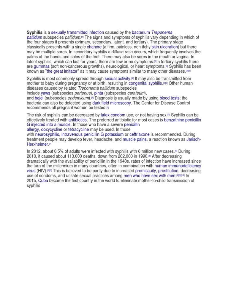Understanding Syphilis and Its Treatment | PDF | Veterinary Medicine ...