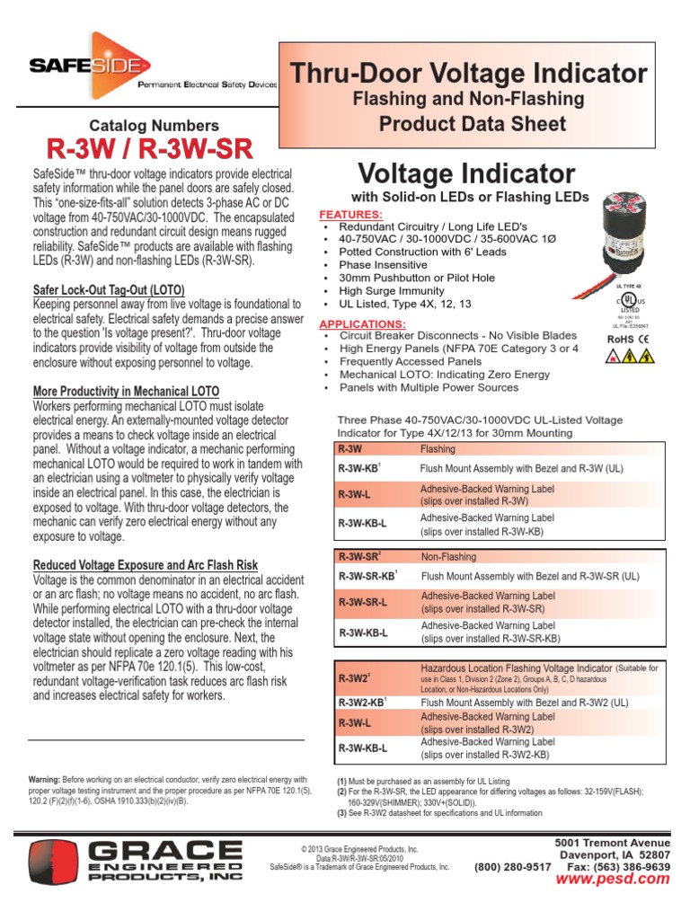 ThruDoor Voltage Indicator Flashing and NonFlashing Grace VPI LED