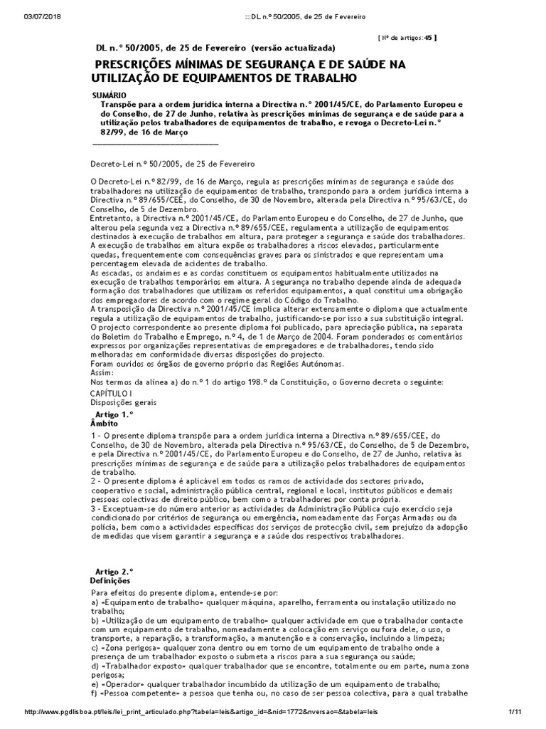 DL N.º 50 - 2005, de 25 de Fevereiro | PDF | Conselho de Segurança das ...