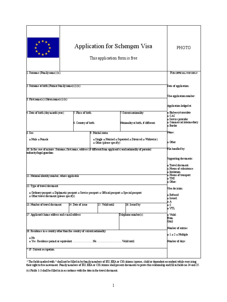 Schengen Visa Application Form English PDF | PDF | Travel Visa | Passport