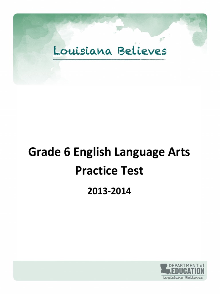 Practice Test Ela Grade 6 | PDF | Multiple Choice | Fauna Of Australia