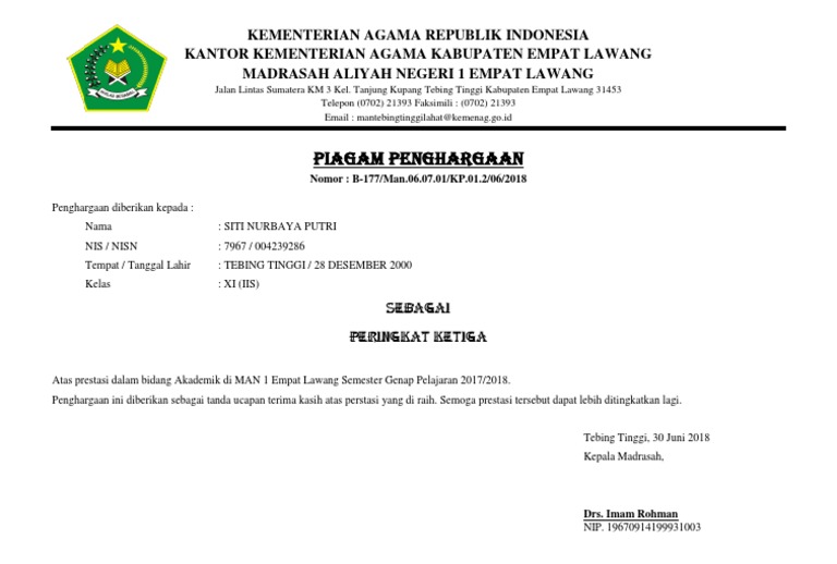 Ucapan Terima Kasih Atas Penghargaan - Bagikan Contoh