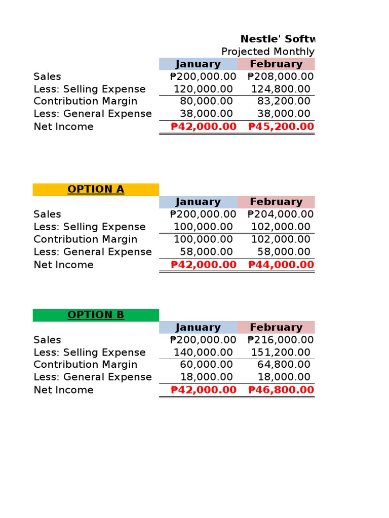 Nestlé Software Monthly Income Projections | PDF | Expense | Equity ...