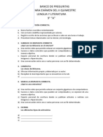 Banco de preguntas para examen de Lengua y Literatura