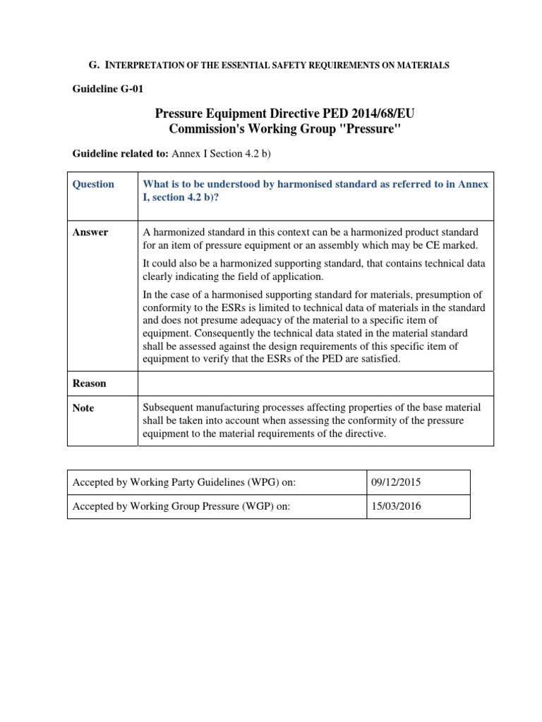 Guidelines Pressure Equipment Directive 2014 68 Eu Essential Safety