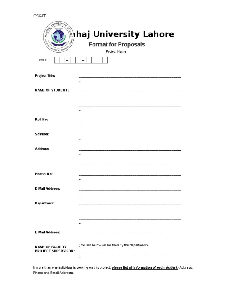CS&IT Project Proposal Format Guide | PDF | Goal | Computing