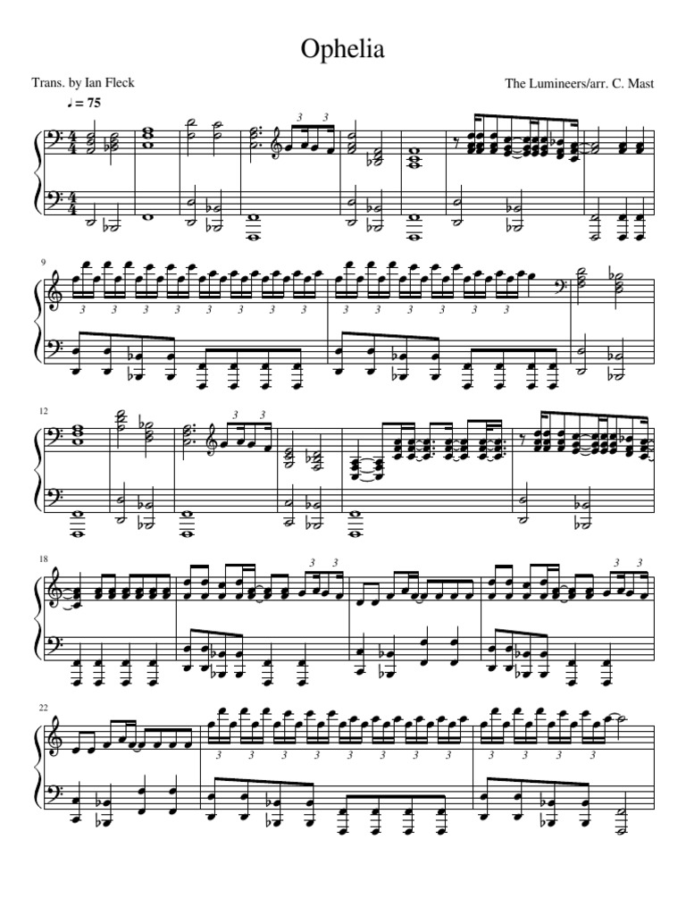 Ophelia piano sheet | Leisure