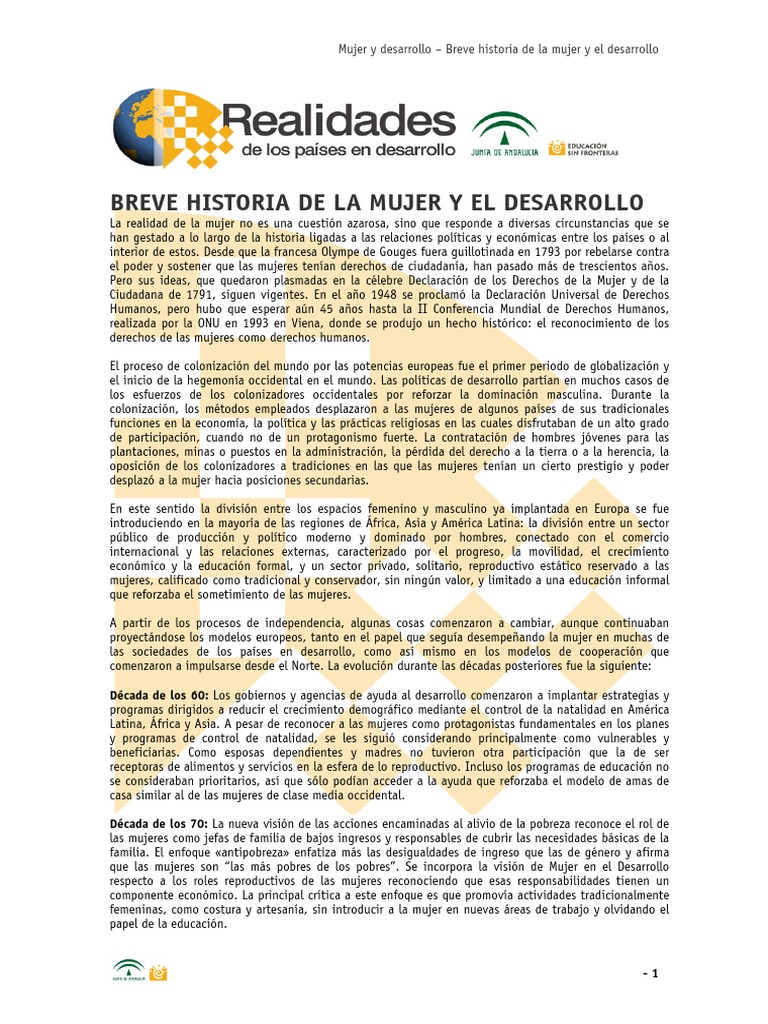2 Breve Historia De La Mujer Y El Desarrollo - 