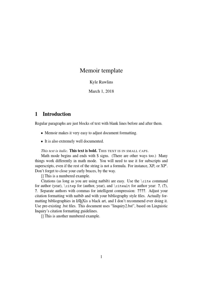 Memoir Template | PDF