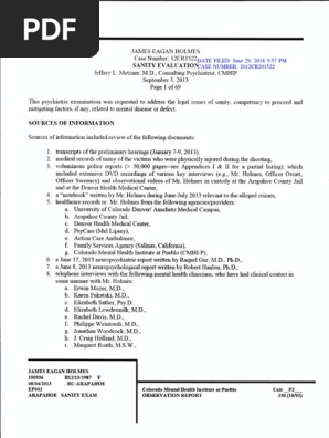 James Holmes Psychiatric Evaluation  