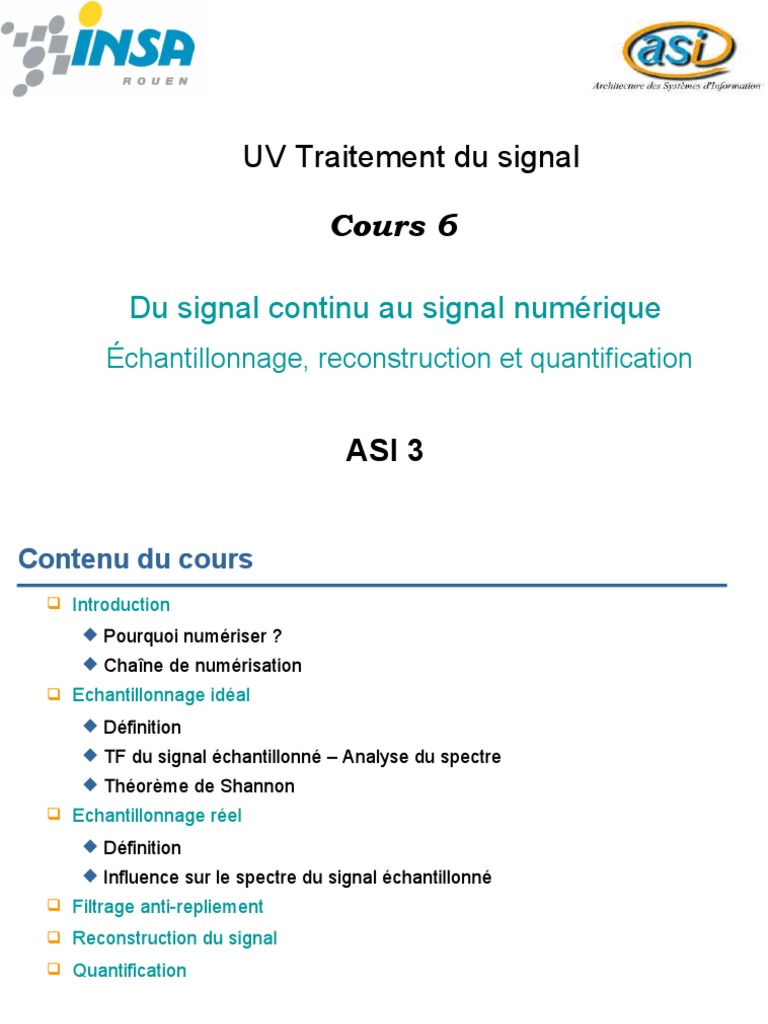 Théorème de Shannon et échantillonnage PDF Échantillonnage (signal — free download