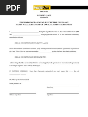 Discharge of Easement or Restrictive Covenant