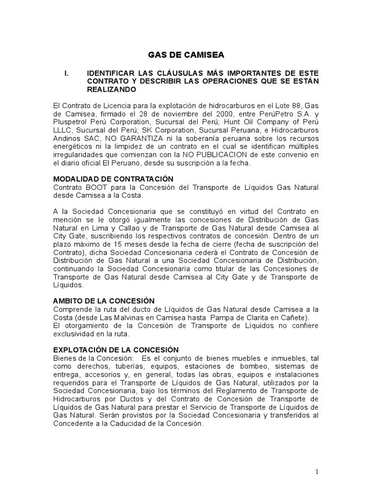 Gas de Camisea | PDF | Energía y recursos | Naturaleza