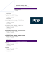 Costos universitarios Juliaca, Lima y Tarapoto 2018