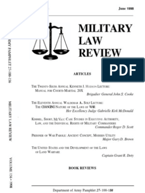 United States Department of Army - Military Law Review, PDF, Uniform Code  Of Military Justice