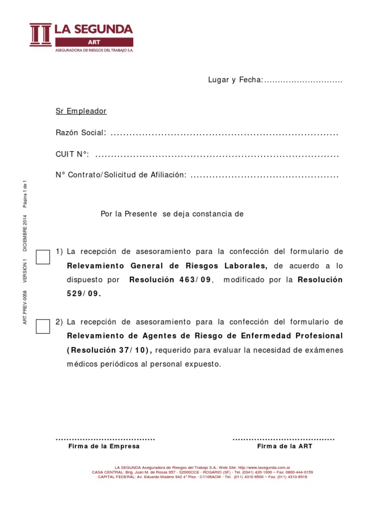 Formulario RAR y RGRL para Empleadores | PDF | Tecnología | Negocios