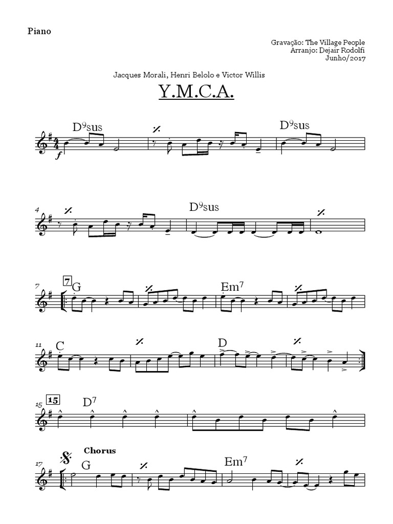 Ymca Piano Pdf Ymca Entertainment