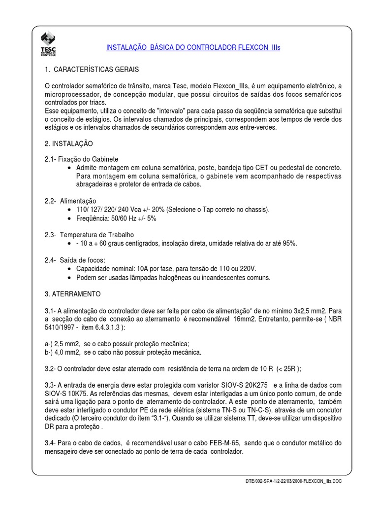 Instalação do Controlador Flexcon_IIIs | PDF | Quantidades físicas ...