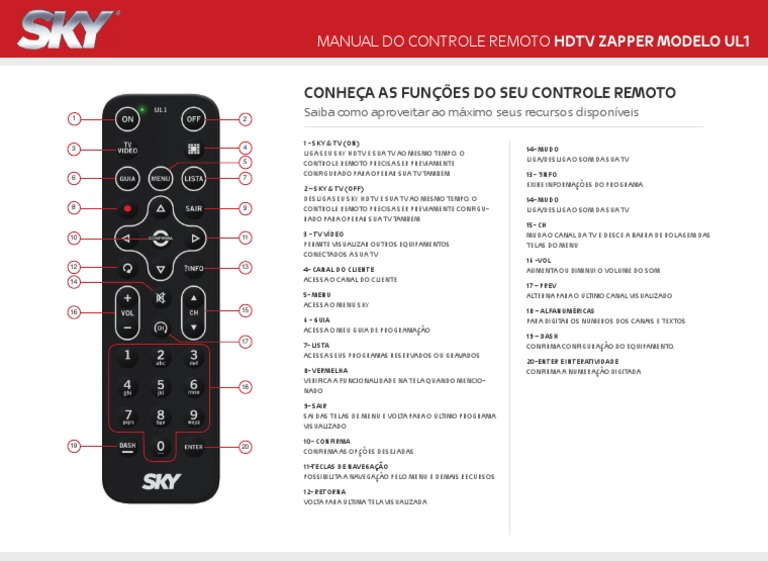 Sky Controle Modelo UL1 | PDF