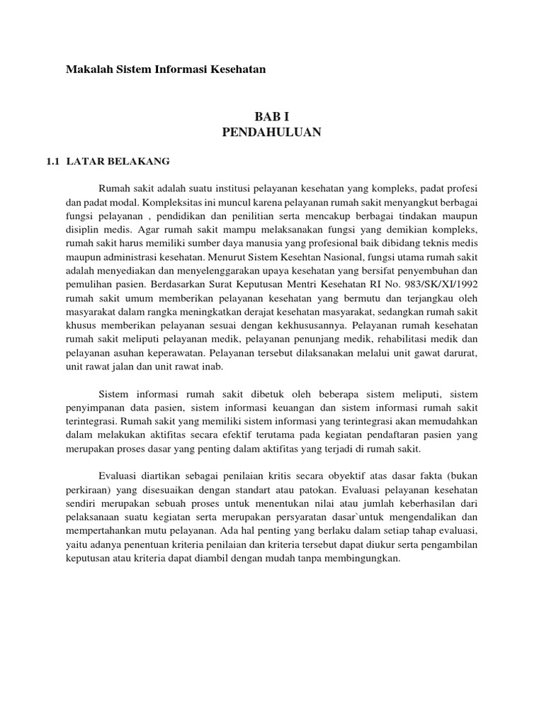 Makalah Sistem Informasi Kesehatan