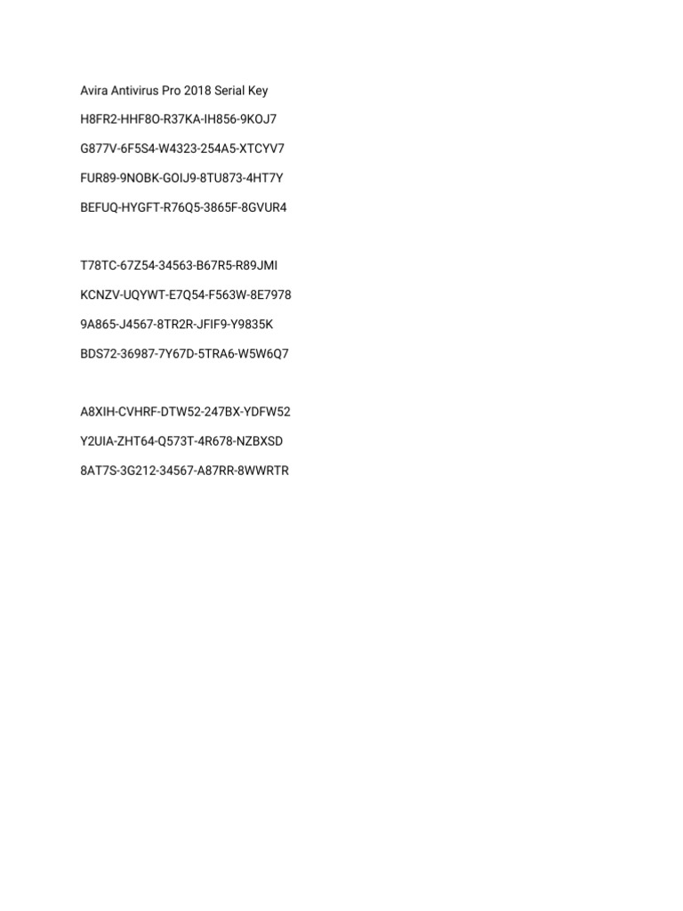 Avira Antivirus Pro 2018 Serial Key | PDF