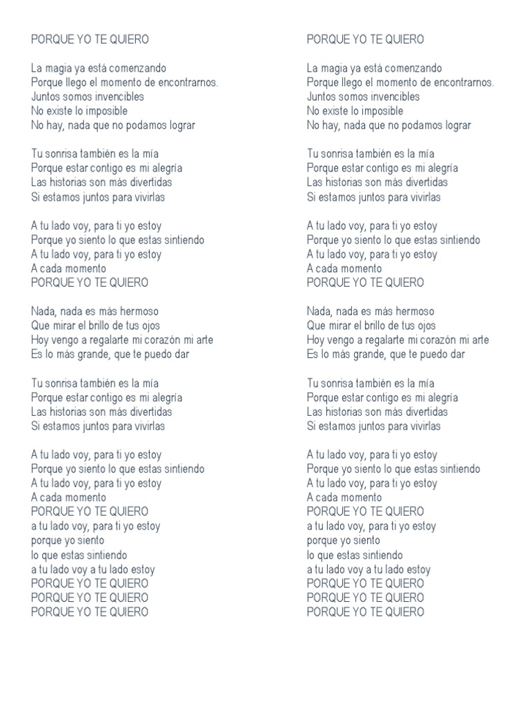Porque Yo Te Quiero Canción | PDF