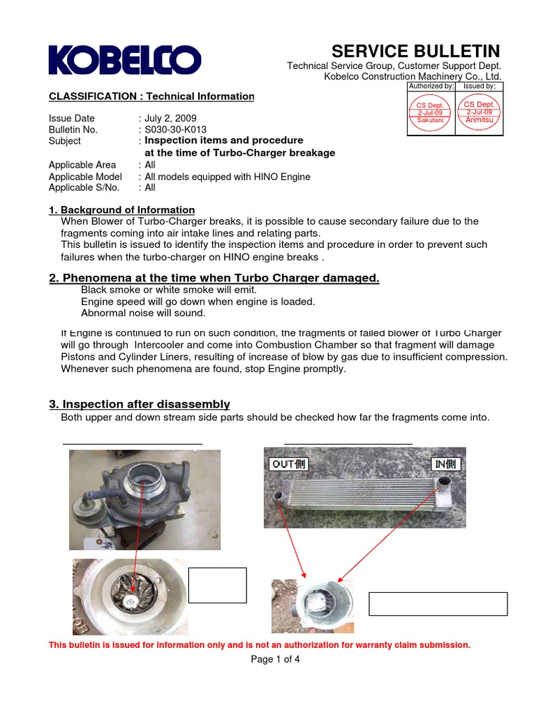 Inspection Procedure and Replacement Guidelines for Turbocharger