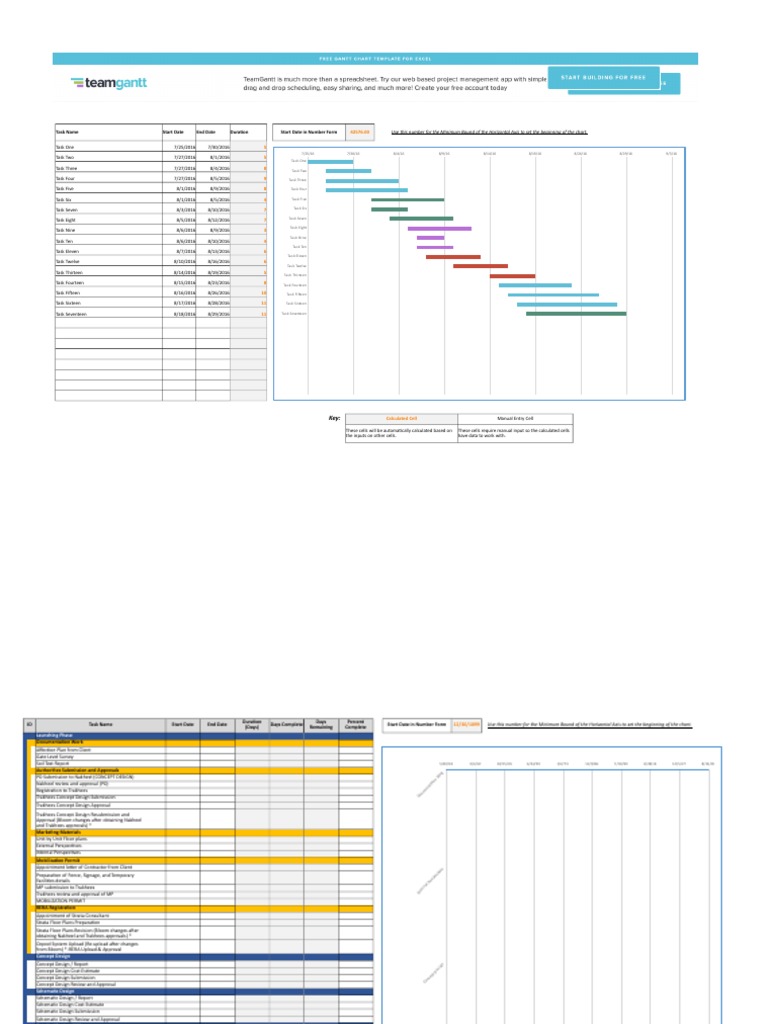 Excel Gantt Chart Template TeamGantt | PDF | General Contractor ...