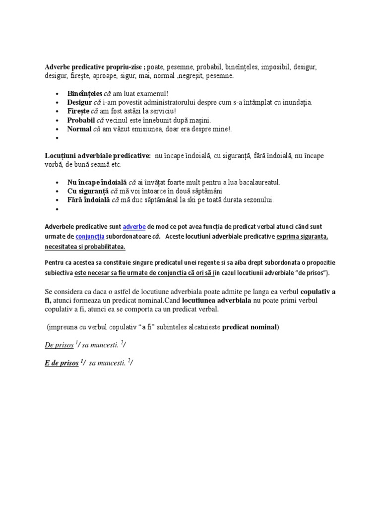 Adverbe Predicative Propriu | PDF
