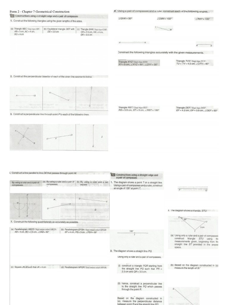 Form 2 Mathematics Notes +exercise by Kelvin - Chapter 7 | PDF